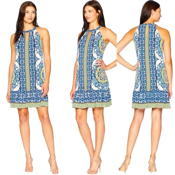 London Times Women's Sleeveless Keyhole Halter Aline Dress size 6 - Picture 1 of 10